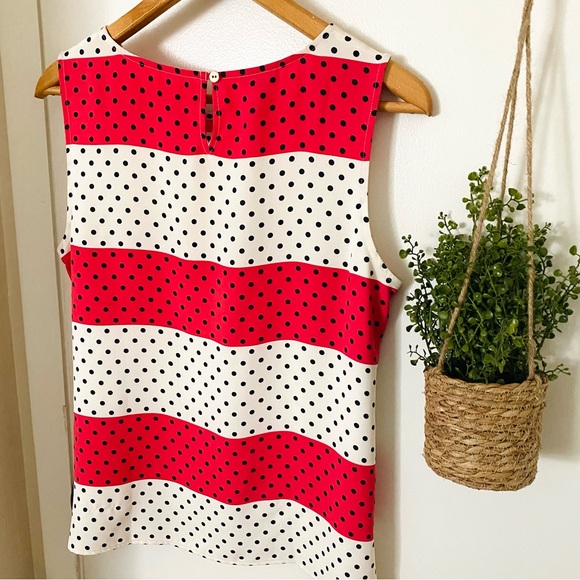 Talbots Cranberry and Cream Polka Dot Shell Size 10 EUC - Picture 2 of 10